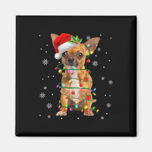 Aimant Père Noël Chihuahua Feux de Noël Joyeux Noël Amour