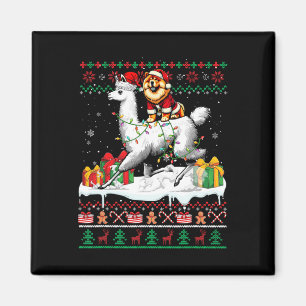 Aimant Père Noël Chow Chow Riding Llama Sweater Lov