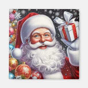 Aimant Père Noël classique avec cadeau et ornements