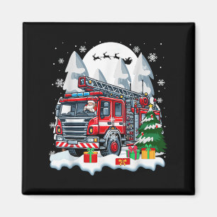 Aimant Père Noël conduisant un camion de pompiers Boîtes