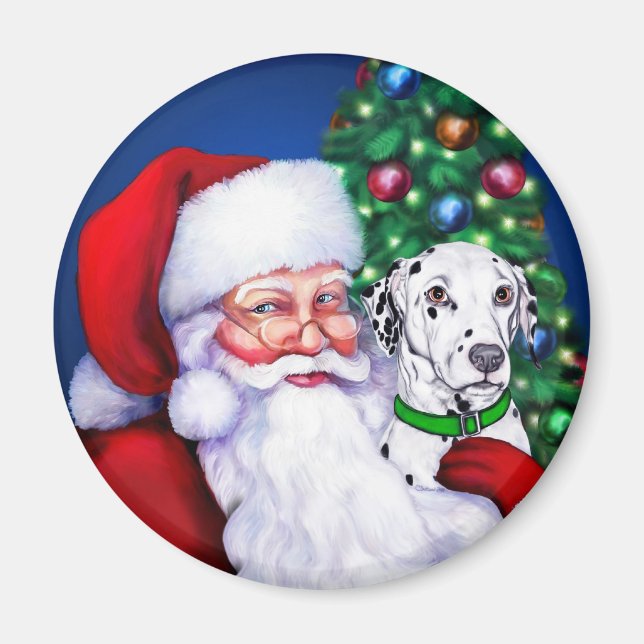 Aimant Père Noël Dalmatien à Noël (Devant)