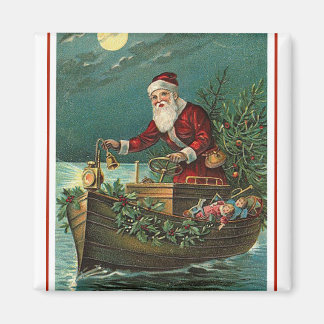 Aimant Père Noël dans son bateau