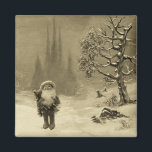 Aimant PÈRE NOËL DES GNOMES Funny Noël Sepia Brown<br><div class="desc">Mélange de peinture médiatique,  fine art   art numérique. Little Gnome est un vieux jouet italien rare que nous avons des années 1950.</div>