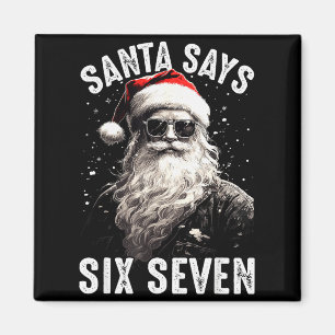 Aimant Père Noël drôle dit six sept chemises de Noël garç
