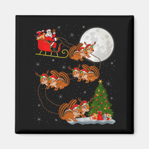 Aimant Père Noël écureuil traîneau volant drôle magique N