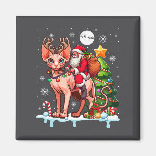 Aimant Père Noël équitation renne Sphynx Chat Xmas arbre 
