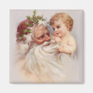 Aimant Père Noël et Cherub du Vieux Monde