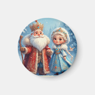 Aimant Père Noël et la Fée des Neiges célébrant Noël