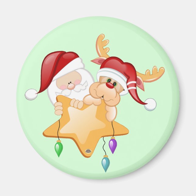 Aimant Père Noël et Rudy Star (Devant)