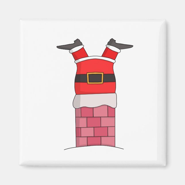 Aimant Père Noël farci dans la cheminée (Devant)