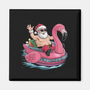 Aimant Père Noël Flamant rose Floatie Noël En Juillet Été