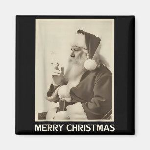 Aimant Père Noël fumant drôle vintage Noël joyeux 