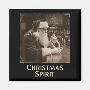 Aimant Père Noël fumant drôle vintage Noël Srit X