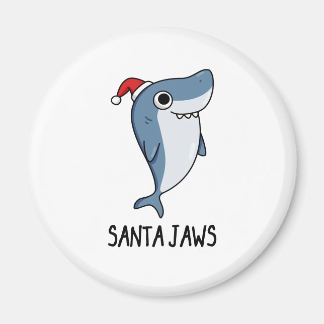 Aimant Père Noël Jaws Funny Shark Christmas Pun (Devant)