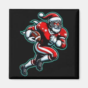 Aimant Père Noël jouant au football américain Noël Femmes