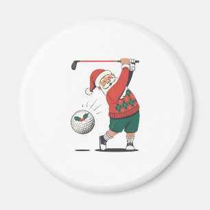 Aimant Père Noël jouant au golf Joueur de golf de Noël