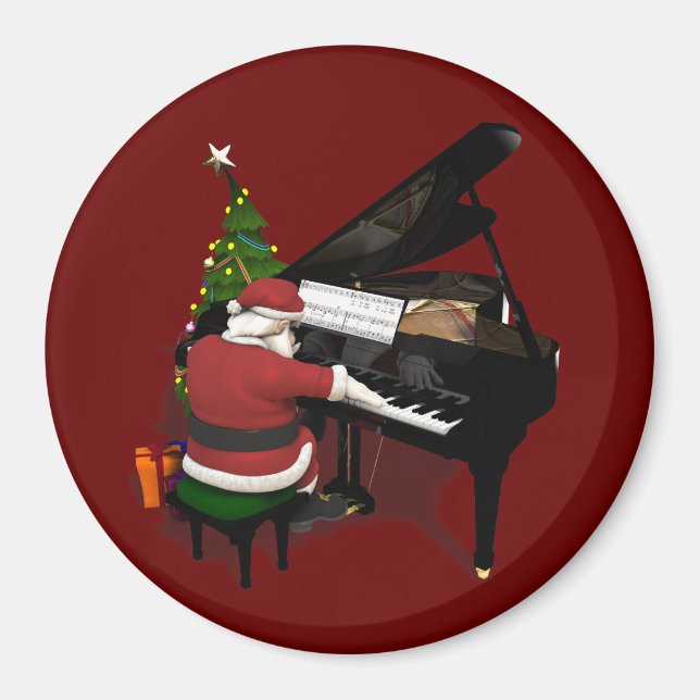 Aimant Père Noël jouant du piano (Devant)