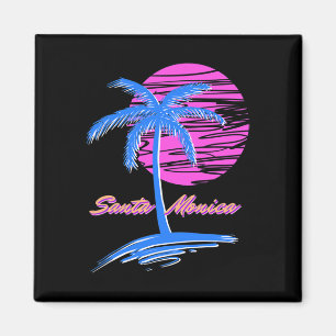 Aimant Père Noël Monica Beach Outrun 80s Vaporwave esthét
