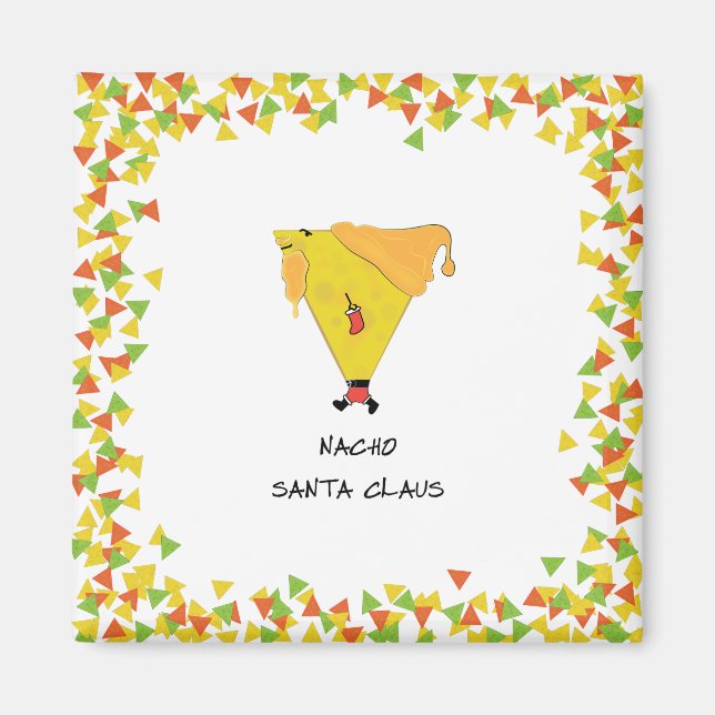 Aimant Père Noël Nacho avec chips (Devant)