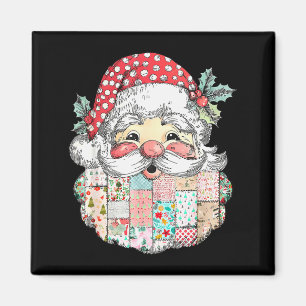 Aimant Père Noël patchwork visage Noël vintage hommes F