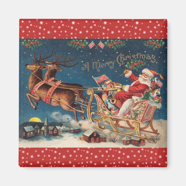 Aimant Père Noël patriotique (Devant)