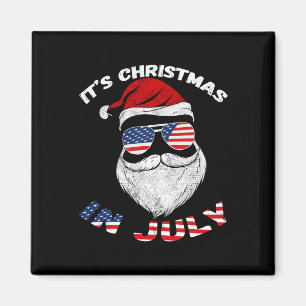 Aimant Père Noël patriotique amusant pour Noël en juillet
