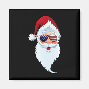 Aimant Père Noël Patriotique Usa Lunettes De Soleil Noël 