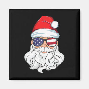 Aimant Père Noël Patriotique Usa Lunettes Enfants Noël I