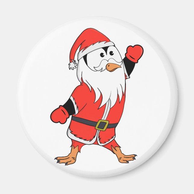 Aimant Père Noël Penguin Prêt pour Noël (Devant)