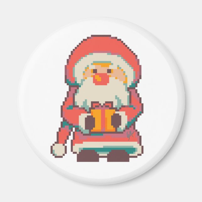 Aimant Père Noël Pixelart, Pixel Art  (Devant)