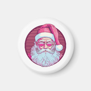Aimant Père Noël rose rétro vintage 