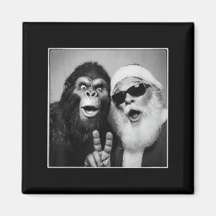 Aimant Père Noël Selfie Bigfoot Noël Drôle Sasquat