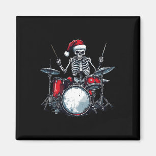 Aimant Père Noël Skeleton Jouer Drum Percussionist Drumme