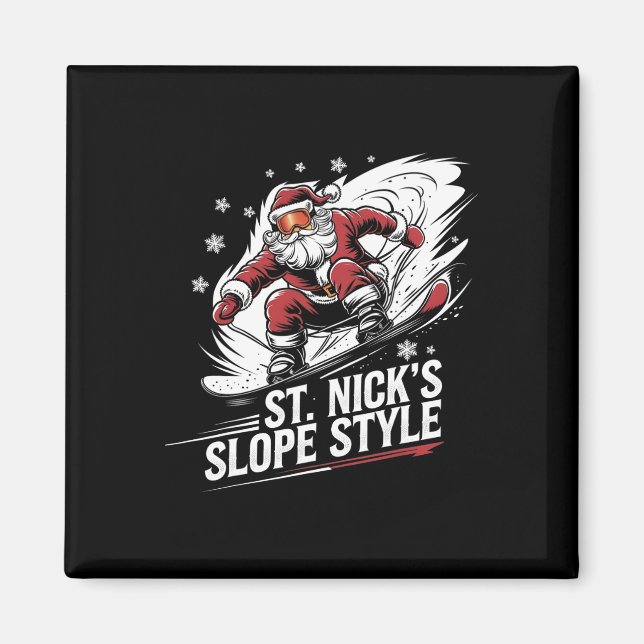 Aimant Père Noël Snowboardeur Noël Snowboard St. Nick' (Devant)