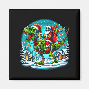 Aimant Père Noël squelette à cheval sur T Rex dinosaure N