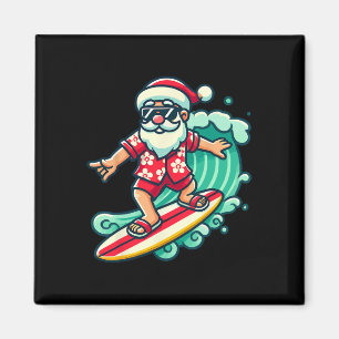 Aimant Père Noël surfant Vacances de Noël tropicales Noël