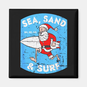 Aimant Père Noël surfeur - Père Noël de surf de Noël