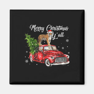 Aimant Père Noël Tiger Ride Rouge Camion moche Sweat Noël