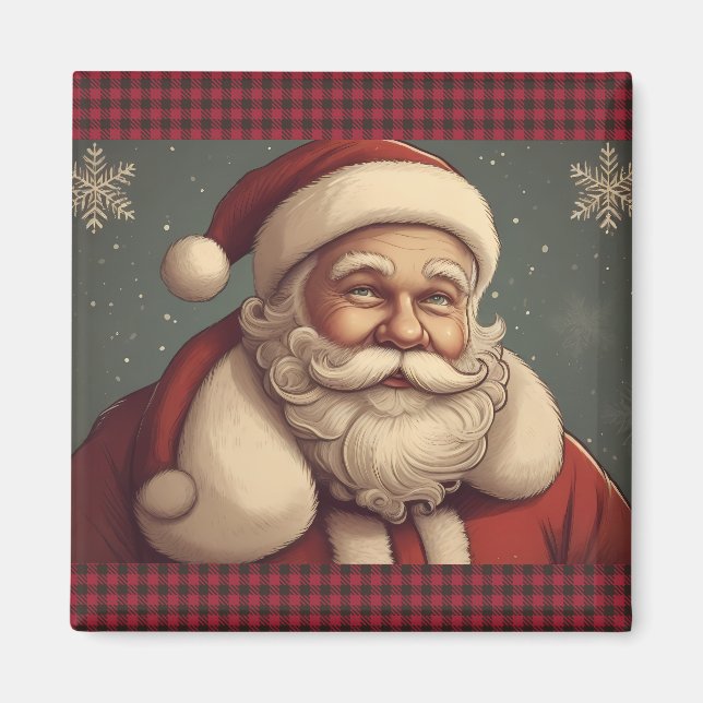 Aimant Père Noël vintage et traditionnel (Devant)