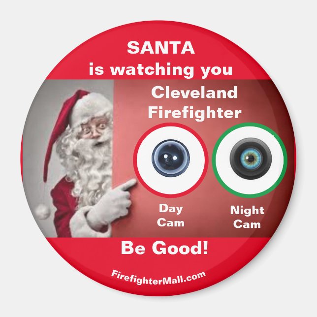 Aimant PÈRE NOËL vous regarde Cleveland Firefighter Magne (Devant)