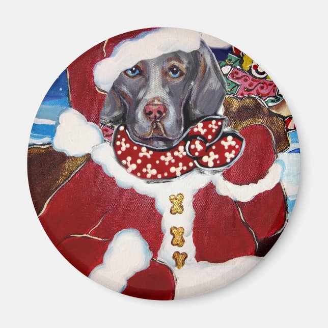 Aimant Père Noël Weimaraner (Devant)
