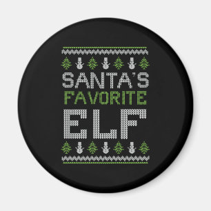 Aimant Père Noël's Favori Elf - Noël doux et moche