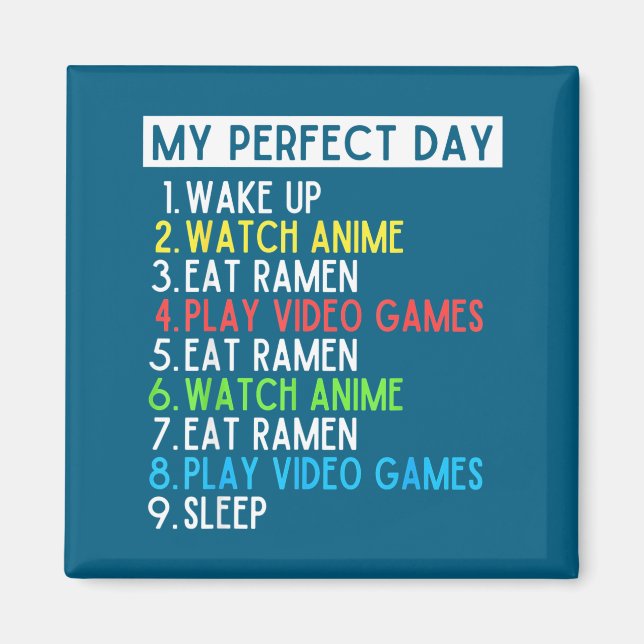 Aimant Perfect Day Anime Gaming Ramen Lover Funny Eat Sle (Devant)