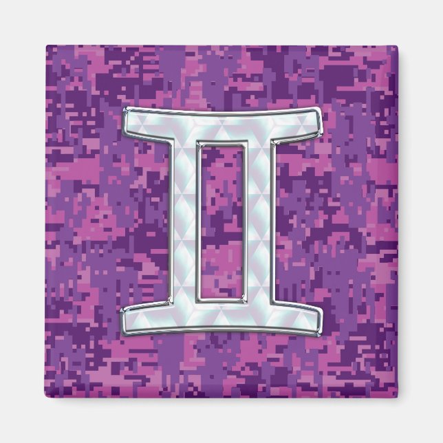 Aimant Perle comme Gemini Zodiac Symbole Camouflage numér (Devant)