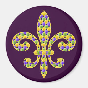 Aimant Perle Fleur de lis de mardi gras
