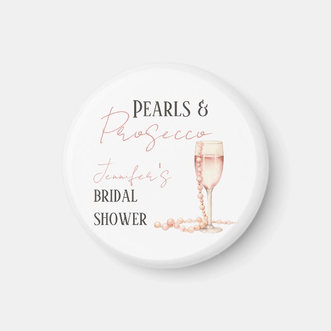 Aimant Perles & Prosecco Fard Rose Shower de Mariée (Devant)