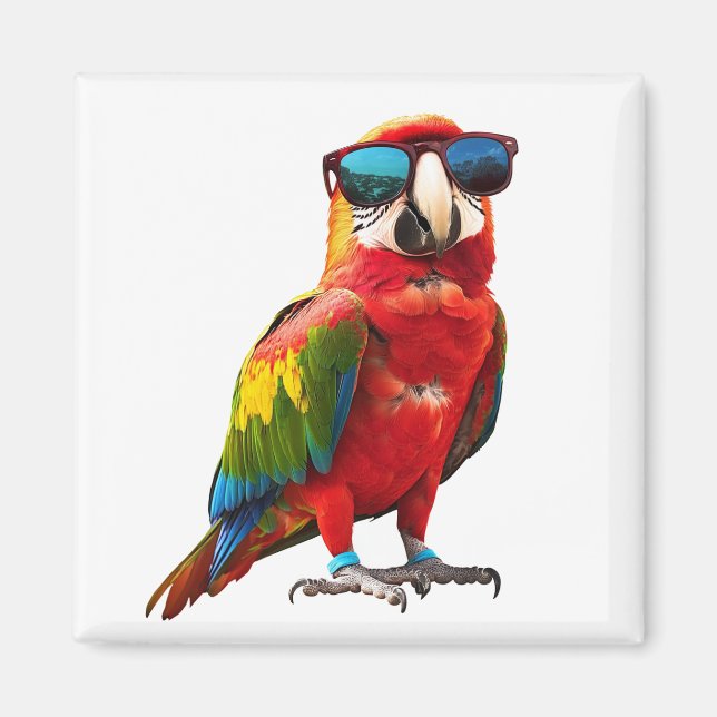 Aimant Perroquet cool avec lunettes de soleil (Devant)