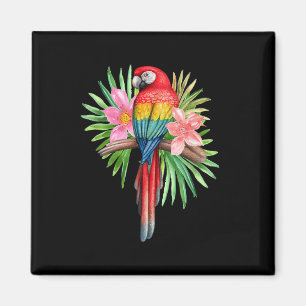Aimant Perroquet dans les fleurs tropicales Été Plage Fêt