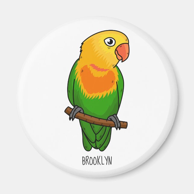 Aimant Perroquet de caricature mignon lovebird (Devant)