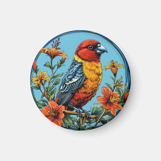 Aimant Perroquet mandelieu oiseau coloré (Devant)